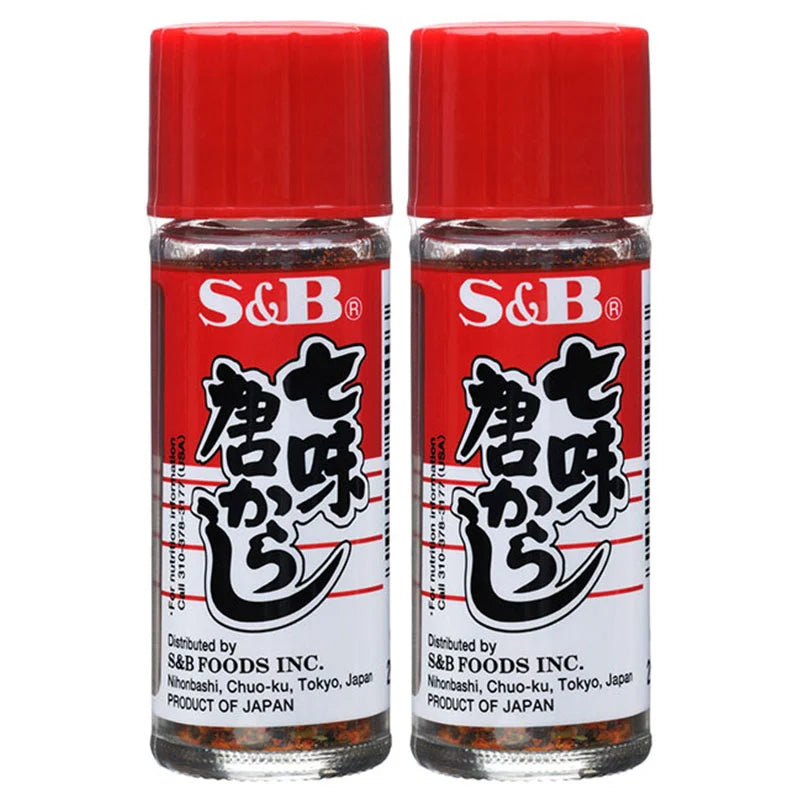Two packs of S&B Chili Pepper, 15g each, featuring red chili peppers in clear packaging with brand labeling.
