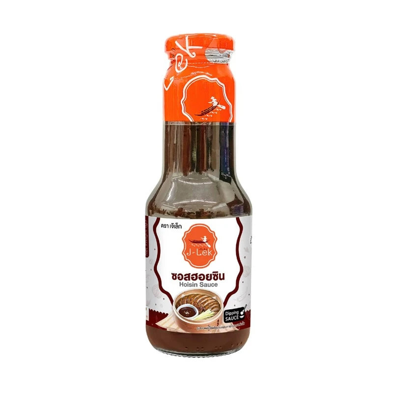 J-LEK Hoisin Sauce in a 400g jar, featuring the dark, thick sauce with a glossy finish and label showing brand and product details.