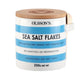 Jar of OLSSON Olsson sea salt flakes, 250g, with visible flaky salt crystals inside the clear glass jar.