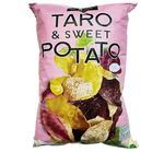 Anna Taro and sweet potato chips mixed, confectionery snacks in a colorful bag with crispy, golden chips and taro and sweet potato flavors.