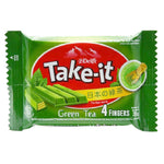 Belfi Take-It Green Tea confectionery snacks in colorful packaging, showcasing the green tea flavored treats.