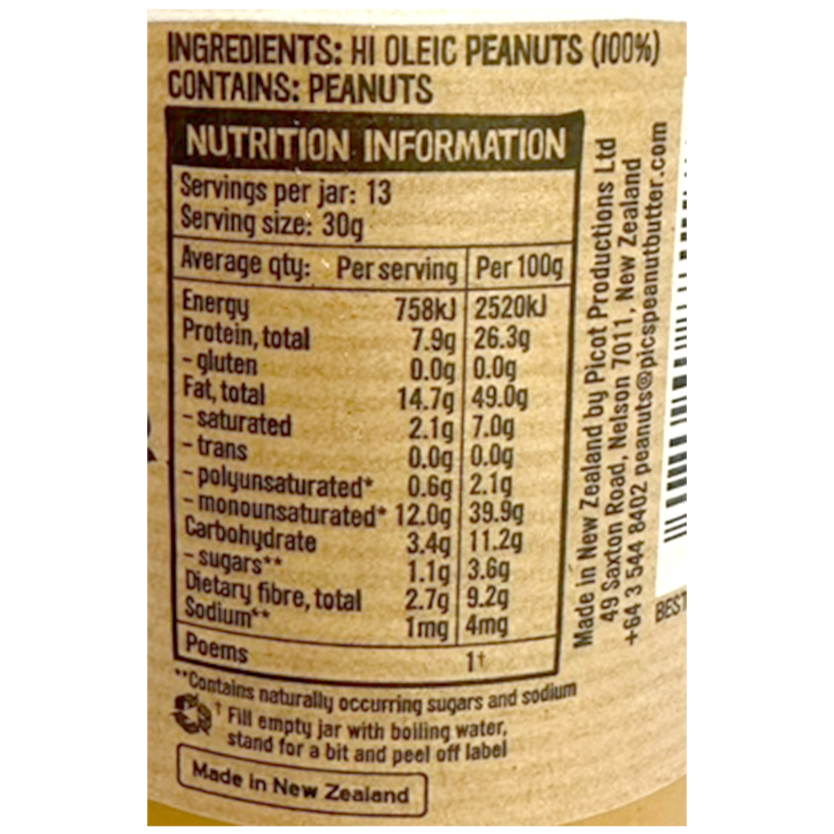 Pics Peanut Butter Smooth No Salt