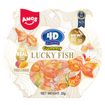 Amos 4d Lucky Fish gummy candies in vibrant colors, shaped like fish, for fun confectionery snacks.