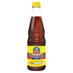 Healthy Boy Fish Sauce bottle, a staple in grocery for flavorful Asian cooking, with clear label and golden liquid inside.