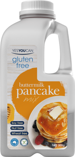 Yes You Can Butter Milk Pancake in a bowl, showcasing a healthy grocery product with a golden pancake ready to serve.