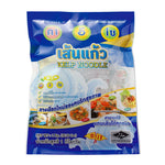 KSO Kaiso Kelp Noodles, 1kg dry grocery package, close-up of the dried kelp noodle strands in a clear bag.