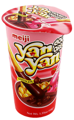 Yan Yan Double Cream confectionery snacks with crispy biscuit sticks and creamy filling in a colorful package.