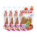 Chada Packages dry grocery products in colorful packaging, arranged on a shelf with various food items.