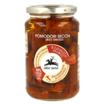 Organic rehydrated dry salted salt from Alce Nero, shown in a clear container with visible grains and a natural, rustic appearance.