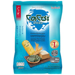 Dozo Japanese seaweed confectionery snacks with crispy, dark green seaweed sheets stacked in a natural setting.