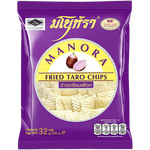 Manora Taro confectionery snacks in colorful packaging, showcasing the vibrant, sweet taro-flavored treat.