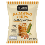 De La Lita Almond Chips with grilled sweet corn, crunchy confectionery snacks in a colorful packaging.