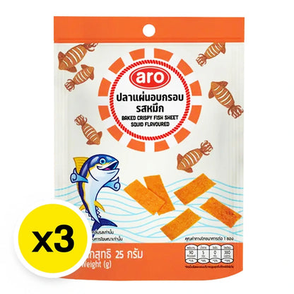 ARO Baked Crispy Fish Sheet Squid Flavor 25g x3