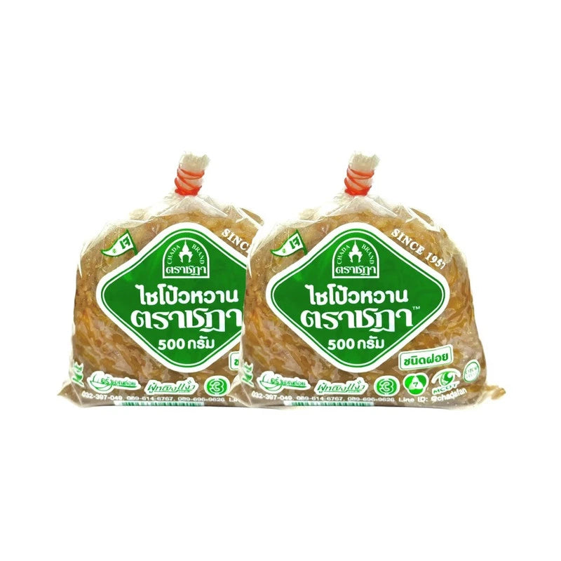 Chada Sweet Shredded Pickled Radish in two 500g bags, no MSG or artificial color, showing shredded radish in clear bags