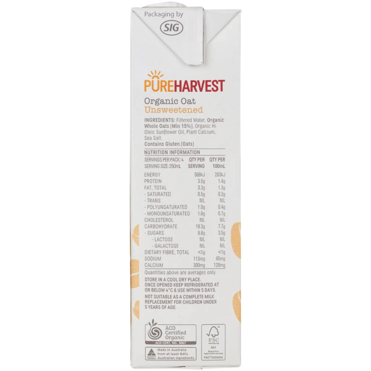 Pureharvest Oat Milk Organic Unsweetened
