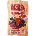 Canterbury Smokey BBQ Air Dried Beef snack with smoky flavor and tender texture, shown in a close-up image.