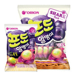 Orion Grape Ball Jelly 216g, colorful fruit-flavored snack candies in a clear bag, showcasing the vibrant grape jelly balls.