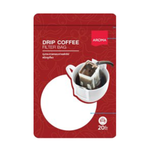 Aroma Coffee Drip Paper for brewing coffee, white disposable paper filter with fold-over edges and perforations for drip brewing.