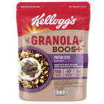 Kellogg's Granola Boost Protein Extra in a grocery bag, showing the cereal box with colorful branding and nutritional highlights.