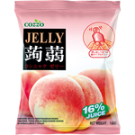 Cozzo Konnyaku Jelly Peach, soft peach-flavored confectionery snack with translucent jelly texture and vibrant peach color.