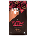 Cafedirect Cauca Colombia ground coffee for brewing, showing fresh coffee grounds in a bag.