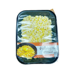 Makro Whole Kernel Sweet Corn in 500g dry grocery package, showcasing bright yellow corn kernels in a clear container.