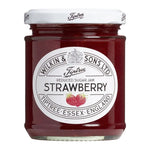 Tiptree Strawberry Reduced 200g jar of strawberry preserves in a glass jar with a red and white label.