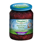 Develey Red Cabbage in 680g jar, ready-to-eat dry grocery product with vibrant shredded red cabbage in a glass jar.