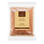 SiamSpice Chilli Powder 350g in a clear plastic bag, showing vibrant red chili flakes, for use in cooking and seasoning.