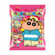 Shinchan Strawberry Candy 270g bag with colorful wrapped candies, featuring bright strawberry designs and playful Shinchan branding.