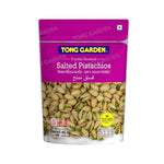 Tong Garden Pistachios in a clear bowl, showcasing their roasted, salted appearance as a tasty confectionery snack on a white background.