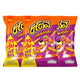 Cheetos Spicy Barbecue Corn Snacks in 75g bags, showing crispy snack pieces coated with spicy barbecue flavor.