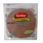 Sunlee brown rice paper rounds for cooking and wrapping, shown stacked and ready for use in grocery meal preparations.