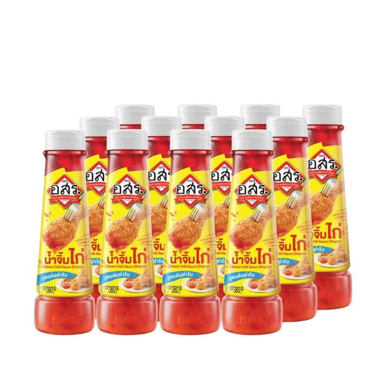 Aor Sor Ror Original Recipe Sweet Chili Sauce 380g bottles, showing six bottles with red and orange chili sauce labels.