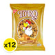 TORO Crunchy Popcorn with super caramel flavor in 18g packs, showing golden caramel-coated popcorn pieces in a close-up shot.
