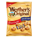 Werther's Original Sugar Free Toffee in a healthy confectionery snack package, showcasing the classic caramel toffee product.