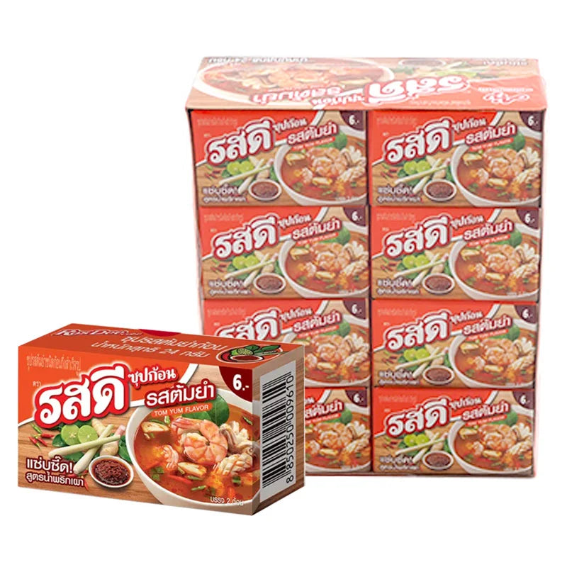 ROSDEE Tom Yum Cube 24g, a flavorful Thai seasoning cube displayed in a close-up shot.