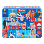 Loacker gift tin containing assorted snack and confectionery wafers in a decorative 185g tin, ideal for gifting or snacking.