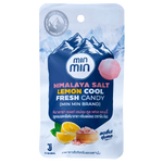 Min Min Himalaya Salt Lemon confectionery snack with lemon flavor and Himalayan salt crystals in a colorful package.