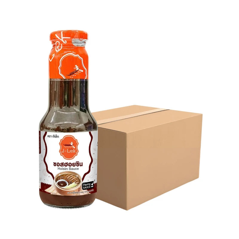 Six bottles of J-LEK Hoisin Sauce 400g each, showcasing the rich, dark sauce in plastic bottles with labels.