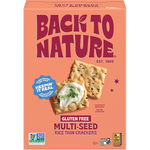 Back To Nature gluten-free multi-seed confectionery snacks with mixed seeds in a clear package.
