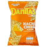 Golden Danitas Nacho Chips, crispy confectionery snack with cheesy flavor, shown in a close-up image.