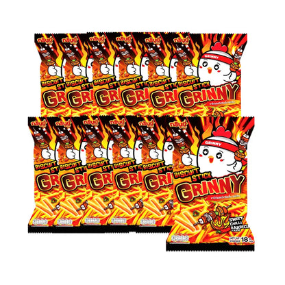 GRINNY BISCUIT STICK SWEET CHILLI BARBECUE FLAVOUR . (PACK 12