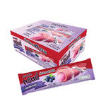 GRINNY blueberry coated snack filled with cream, 15g, showing the blue blueberry coating and creamy filling inside.