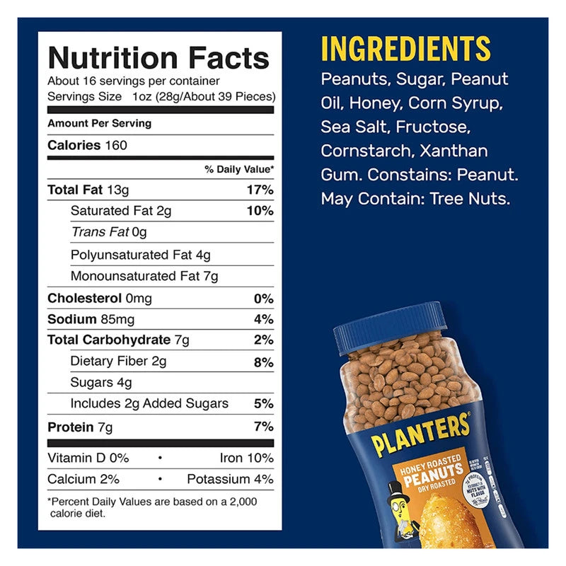 Planters Dry Honey Roasted Peanut With Coating And Sea Salt 453g