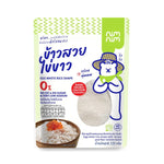 Nimnim steamed egg white rice, low calorie dry grocery product from NIMNIM, shown in a clear package image.