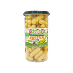 Begin Baby rice puffs, soft snack confections in a colorful package, designed for young children.