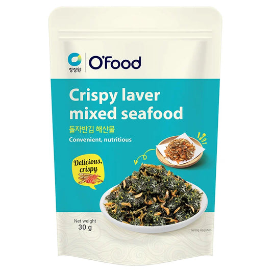 O'FOOD SeaweedxSeafood 30g package featuring dried seaweed and seafood mix on a white background