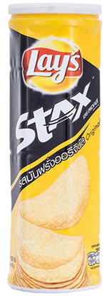 Lay's Stack Potato Chips in original flavor, showing crispy, golden chips in a clear bowl.