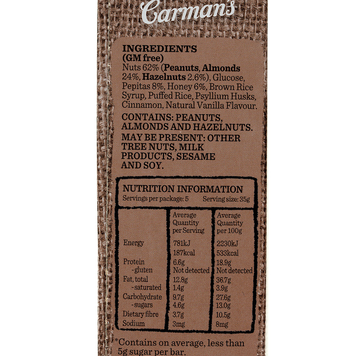 Carman's Almond Hazelnut & Vanilla Nut Bars
